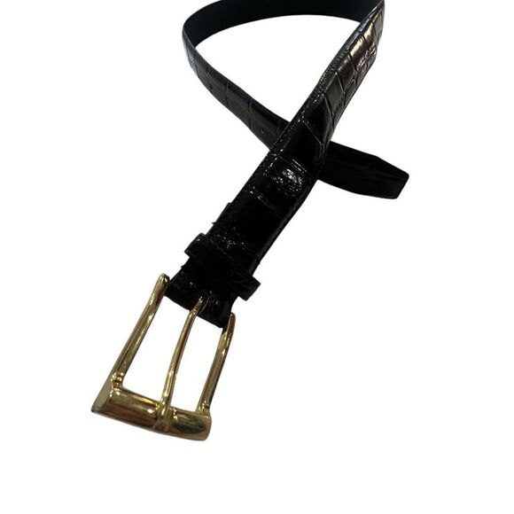 Leather Belt with Gold Buckle, size 34 - Picture 5 of 7